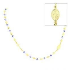 Rosario Girocollo Argento Dorato Swarovski Celesti