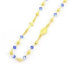 Rosario Girocollo Argento Dorato Swarovski Celesti -Sconto Rosari Fai da Te in Italia 27000406 rosario girocollo argento dorato swarovski celestic 550x550 1