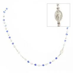 Rosario Girocollo Argento Rodiato Swarovski Celesti