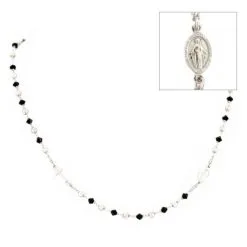 Rosario Girocollo Argento Rodiato Swarovski Neri