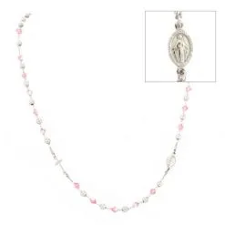 Rosario Girocollo Argento Rodiato Swarovski Rosa