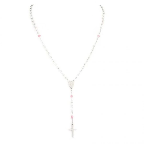 Rosario Argento Rodiato 6 Swarovski Rosa 4 Rosario Argento Rodiato 6 Swarovski Rosa - immagine 4