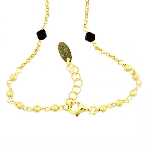 Rosario Argento Dorato 6 Swarovski Neri 2 Rosario Argento Dorato 6 Swarovski Neri - immagine 2