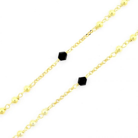 Rosario Argento Dorato 6 Swarovski Neri 3 Rosario Argento Dorato 6 Swarovski Neri - immagine 3