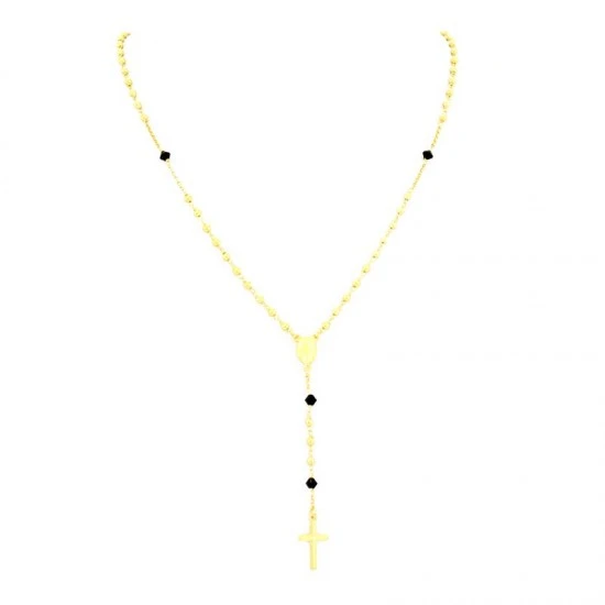 Rosario Argento Dorato 6 Swarovski Neri 4 Rosario Argento Dorato 6 Swarovski Neri - immagine 4