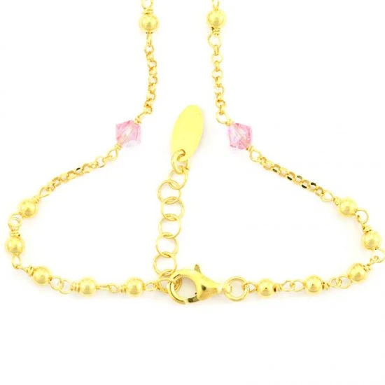 Rosario Argento Dorato 6 Swarovski Rosa 2 Rosario Argento Dorato 6 Swarovski Rosa - immagine 2