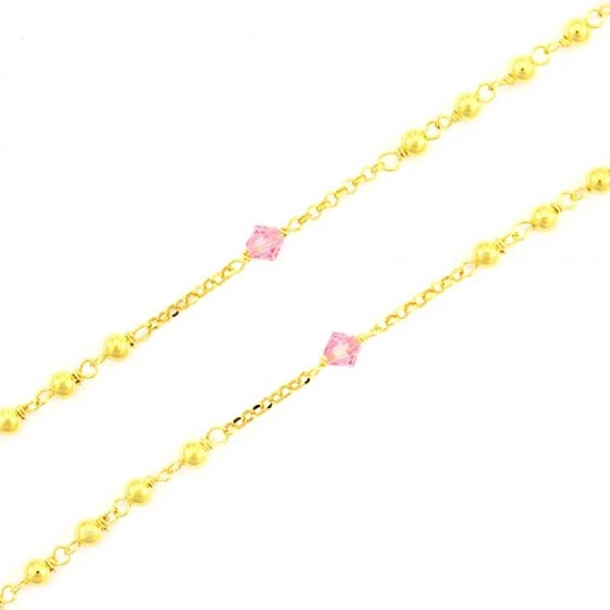 Rosario Argento Dorato 6 Swarovski Rosa 3 Rosario Argento Dorato 6 Swarovski Rosa - immagine 3