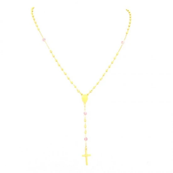 Rosario Argento Dorato 6 Swarovski Rosa 4 Rosario Argento Dorato 6 Swarovski Rosa - immagine 4