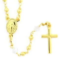 Rosario Argento Dorato 6 Swarovski Trasparenti