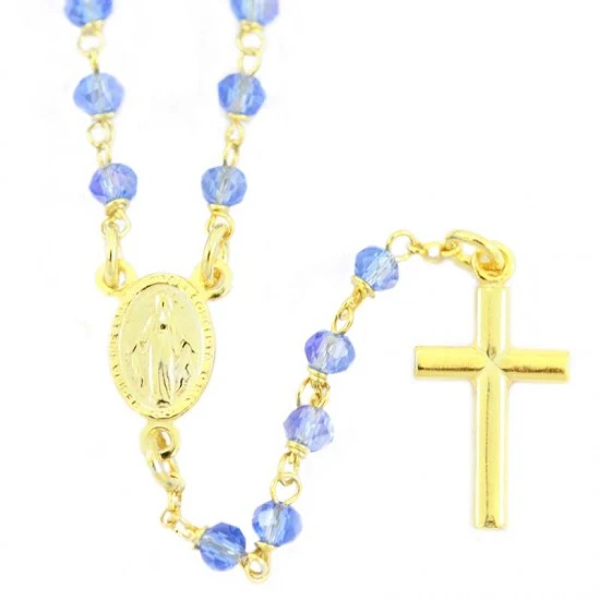 Rosario Argento Dorato E Cristalli Celeste 1 Rosario Argento Dorato E Cristalli Celeste