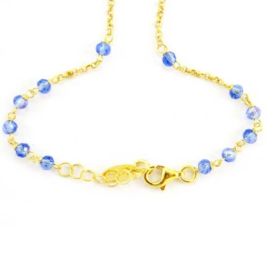 Rosario Argento Dorato E Cristalli Celeste 2 Rosario Argento Dorato E Cristalli Celeste - immagine 2