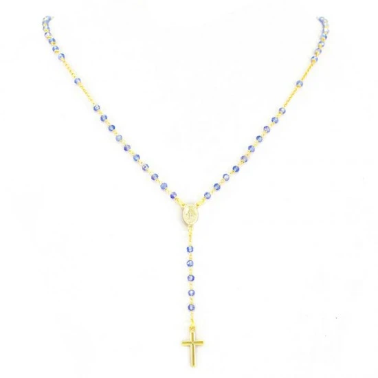 Rosario Argento Dorato E Cristalli Celeste 5 Rosario Argento Dorato E Cristalli Celeste - immagine 5