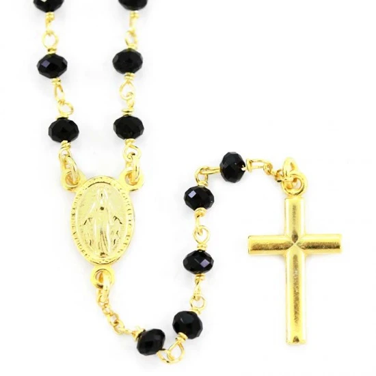 Rosario Argento Dorato E Cristalli Neri 1 Rosario Argento Dorato E Cristalli Neri