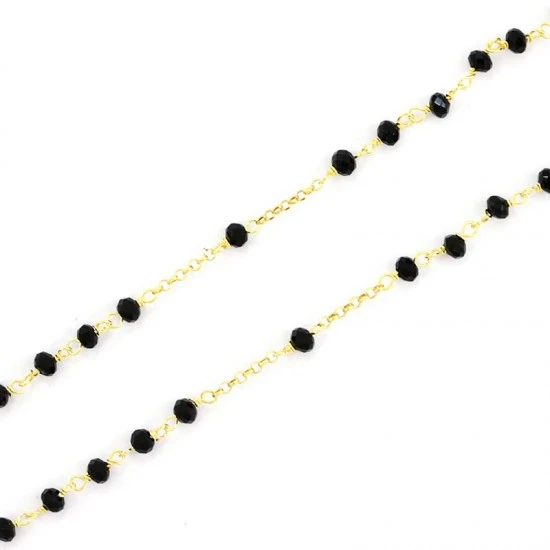 Rosario Argento Dorato E Cristalli Neri 3 Rosario Argento Dorato E Cristalli Neri - immagine 3