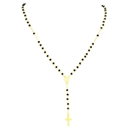 Rosario Argento Dorato E Cristalli Neri 5 Rosario Argento Dorato E Cristalli Neri - immagine 5