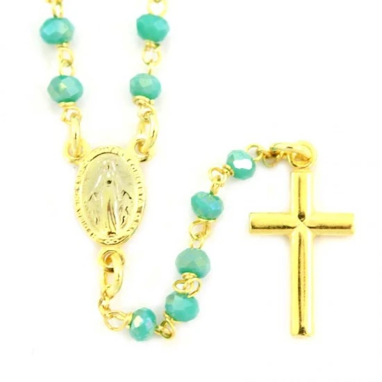 Rosario Argento Dorato E Cristalli Verdi 1 Rosario Argento Dorato E Cristalli Verdi