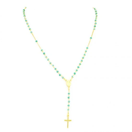 Rosario Argento Dorato E Cristalli Verdi 5 Rosario Argento Dorato E Cristalli Verdi - immagine 5