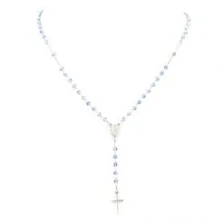 Rosario Argento Rodiato E Cristalli Celeste -Sconto Rosari Fai da Te in Italia 27000433 rosario argento rodiato e cristalli celestee 550x550 1