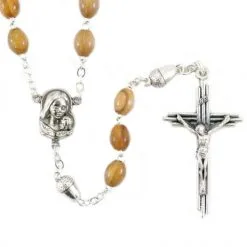 Rosario Legno Olivo Pater Ghianda Grano 6x8 Mm