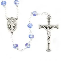 Rosario Cristallo Celeste Con Coppiglia Grano 8 Mm