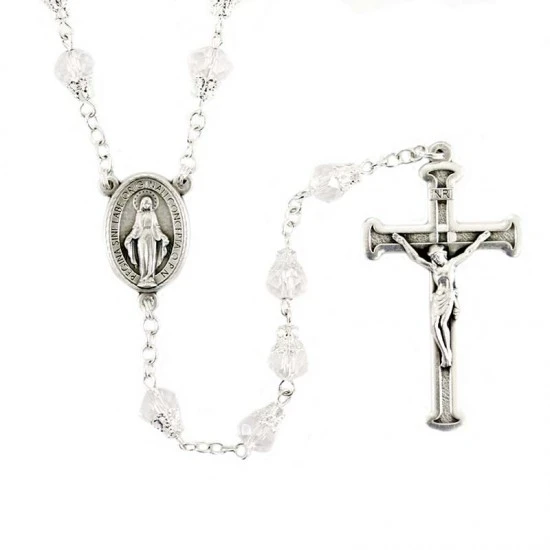 Rosario Cristallo Trasparente Con Coppiglia Grano 8 Mm 1 Rosario Cristallo Trasparente Con Coppiglia Grano 8 Mm