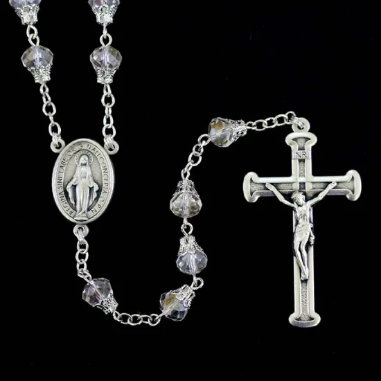 Rosario Cristallo Trasparente Con Coppiglia Grano 8 Mm 2 Rosario Cristallo Trasparente Con Coppiglia Grano 8 Mm - immagine 2