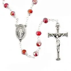 Rosario Cristallo Rubino Con Coppiglia Grano 8 Mm