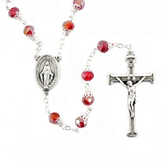 Rosario Cristallo Rubino Con Coppiglia Grano 8 Mm 1 Rosario Cristallo Rubino Con Coppiglia Grano 8 Mm