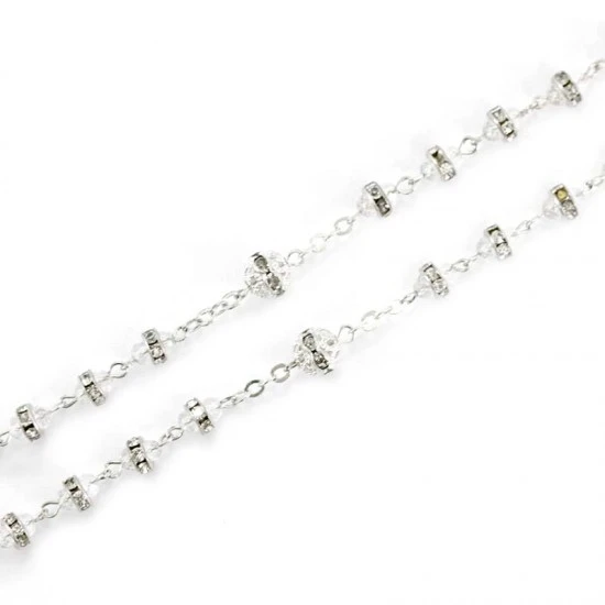 Rosario Vetro Trasparente Con Strass Grano 6x7 Mm 4 Rosario Vetro Trasparente Con Strass Grano 6x7 Mm - immagine 4