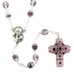Rosario Vetro Ametista Croce Murrina Grano 6 Mm