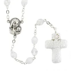Rosario Vetro Bianco Croce Murrina Grano 6 Mm