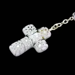 Rosario Vetro Bianco Croce Murrina Grano 6 Mm -Sconto Rosari Fai da Te in Italia 27000457 rosario vetro bianco croce murrina grano 6 mme 550x550 1