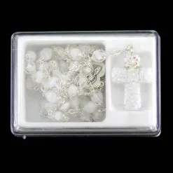 Rosario Vetro Bianco Croce Murrina Grano 6 Mm -Sconto Rosari Fai da Te in Italia 27000457 rosario vetro bianco croce murrina grano 6 mmf 550x550 1