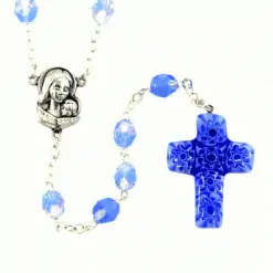 Rosario Vetro Celeste Croce Murrina Grano 6 Mm