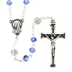 Rosario Cristallo Celeste Grano 6 Mm