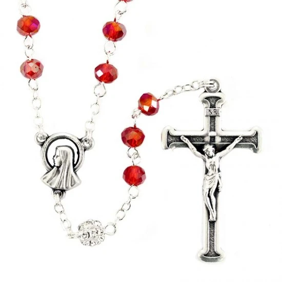 Rosario Cristallo Rosso Grano 6 Mm 1 Rosario Cristallo Rosso Grano 6 Mm