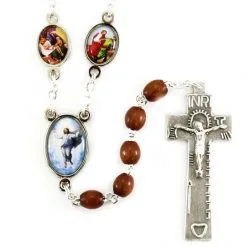 Rosario Via Crucis Grani Legno Pater Smalti Grano 8x6 Mm