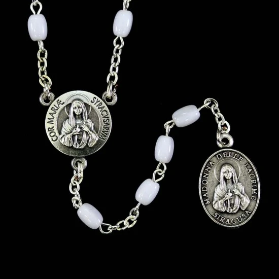 Rosario In Vetro Madonna Delle Lacrime Grano 5x4 Mm 2 Rosario In Vetro Madonna Delle Lacrime Grano 5x4 Mm - immagine 2