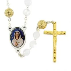 Rosario In Plastica Rosa Mistica Grano 7 Mm