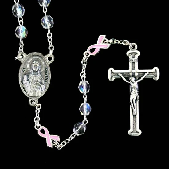 Rosario Sant'Agata In Vetro Trasparente Grano 6 Mm 2 Rosario Sant'Agata In Vetro Trasparente Grano 6 Mm - immagine 2