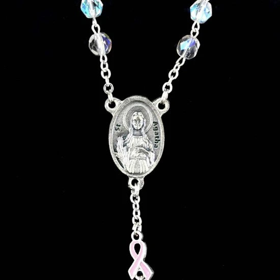 Rosario Sant'Agata In Vetro Trasparente Grano 6 Mm 4 Rosario Sant'Agata In Vetro Trasparente Grano 6 Mm - immagine 4