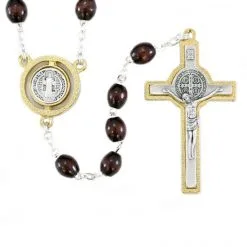 Rosario In Legno San Benedetto Grano 8x6 Mm