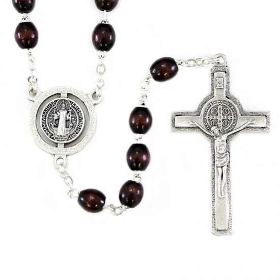 Rosario Legno San Benedetto Grano 8x6 Mm 1 Rosario Legno San Benedetto Grano 8x6 Mm