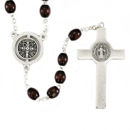 Rosario Legno San Benedetto Grano 8x6 Mm 2 Rosario Legno San Benedetto Grano 8x6 Mm - immagine 2