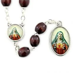 Rosario In Legno Madonna Delle 5 Piaghe Grano 8x6 Mm