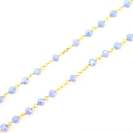 Rosario Argento Dorato E Vetro Celeste Grano 4 Mm 4 Rosario Argento Dorato E Vetro Celeste Grano 4 Mm - immagine 4