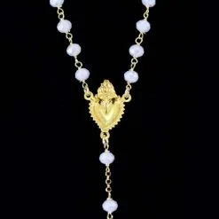 Rosario Argento Dorato E Vetro Bianco Grano 4 Mm -Sconto Rosari Fai da Te in Italia 27000487 rosario argento dorato e vetro bianco grano 4 mmd 550x550 1