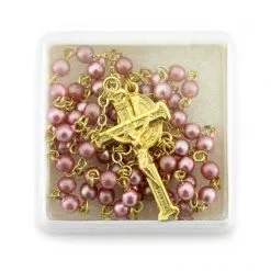 Rosario Grani Tondi Vetro Rosa Grano 4 Mm -Sconto Rosari Fai da Te in Italia 27000496 rosario grani tondi vetro rosa grano 4 mme 550x550 1