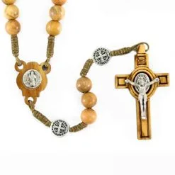 Rosario San Benedetto In Legno Ulivo Grano 7 Mm