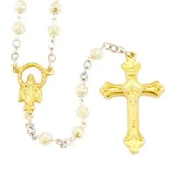 Rosario In Metallo Con Rose Grano 5 Mm